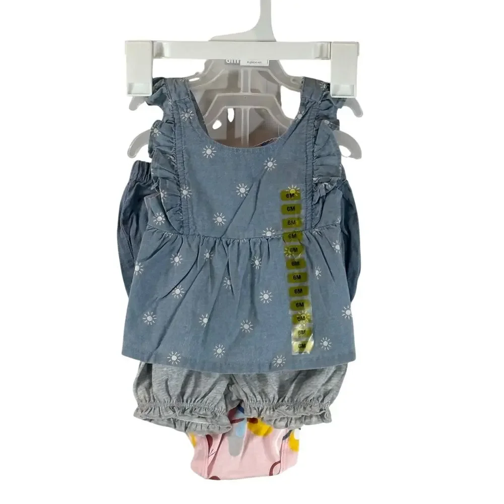 Carter's Girls 4 Piece Diaper Cover Set, Blue/Pink, Sz 6 mo, NWT